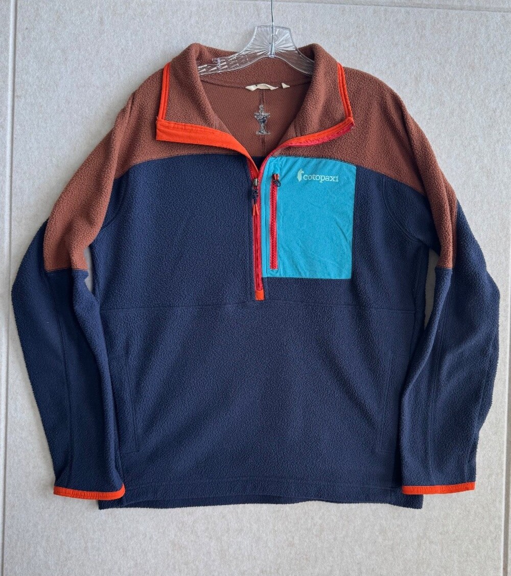 Cotopaxi Abrazo Half Zip Fleece Pullover M Colorblock Navy Brown Blue Gorpcore